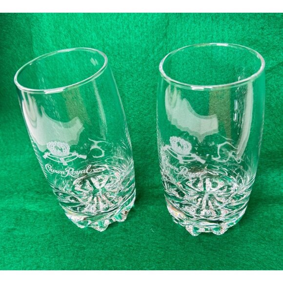 Crown Royal Highball Glasses Set Of 2 Crown Logo Italian Made Glassware - Picture 1 of 7